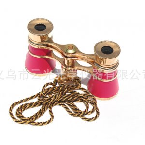 3x25 鍍金 粉色帶鏈觀劇鏡 雙筒望遠鏡 調(diào)焦型